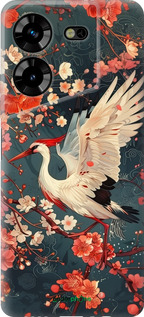 Силиконовый чехол Сакура и аист для Tecno Pova 5 - 6108u-3139 изображение 