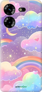 Силиконовый чехол Облака и радуга для Tecno Pova 5 - 6312u-3139 изображение 