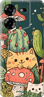 Силиконовый чехол Коты грибы для Tecno Pova 5 - 6321u-3139 изображение 