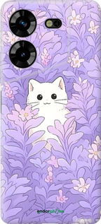 Силиконовый чехол Котик в цветах для Tecno Pova 5 - 6390u-3139 изображение 