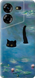Силіконовий чехол Із зображенням кота та водяної лілії Monet для Tecno Pova 5 - 6519u-3139 изображение 