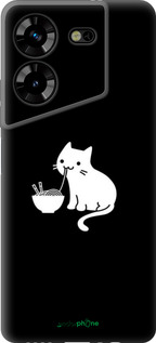 Силиконовый чехол С милым котом на черном фоне для Tecno Pova 5 - 6528u-3139 изображение 