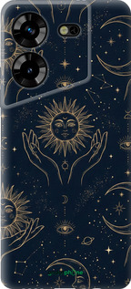 Силиконовый чехол Celestial Harmony: Sun & Moon Gold Mystic Pattern для Tecno Pova 5 - 6778u-3139 изображение 