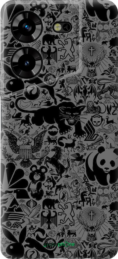 Силіконовий чехол Чорно-сірий стікер бомбінг для Tecno Pova 5 - 2432u-3139 изображение 