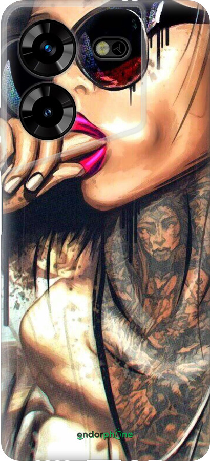 Силиконовый чехол Девушка в тату для Tecno Pova 5 - 4001u-3139 изображение 