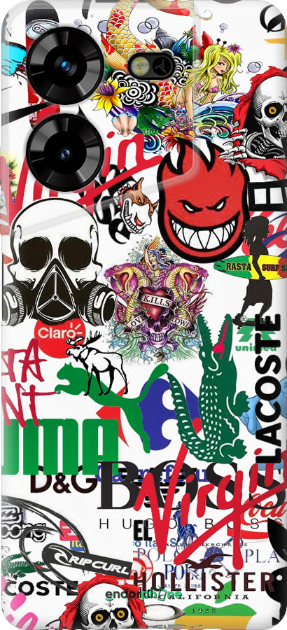 Силиконовый чехол Many different logos для Tecno Pova 5 - 4022u-3139 изображение 