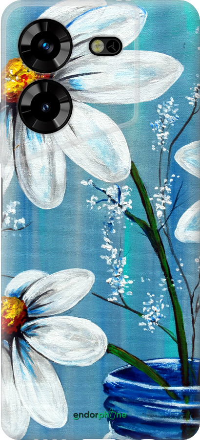 Силиконовый чехол Красивые арт-ромашки для Tecno Pova 5 - 4031u-3139 изображение 