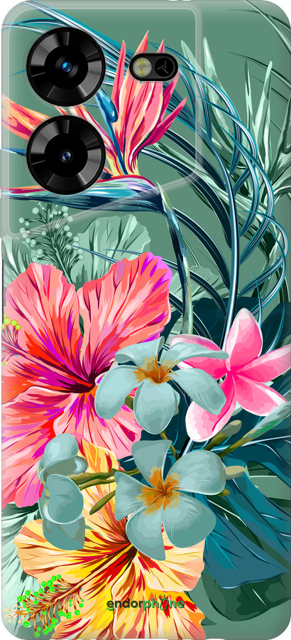 Силиконовый чехол Тропические цветы v1 для Tecno Pova 5 - 4667u-3139 изображение 