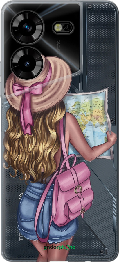 Силіконовий чехол Дівчина з картою для Tecno Pova 5 - 4704u-3139 изображение 
