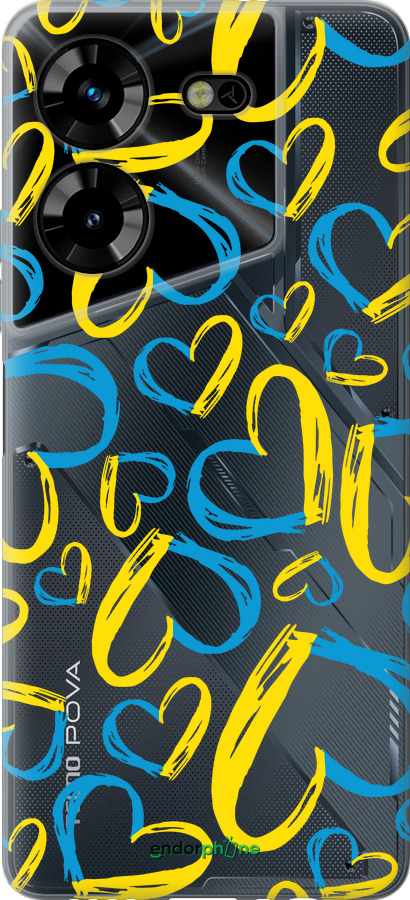 Силиконовый чехол Сердца UA для Tecno Pova 5 - 5292u-3139 изображение 