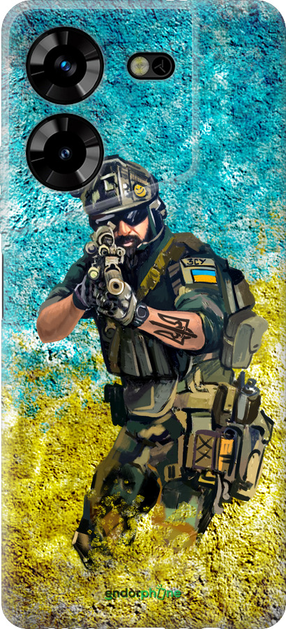 Силиконовый чехол Воин ЗСУ для Tecno Pova 5 - 5311u-3139 изображение 