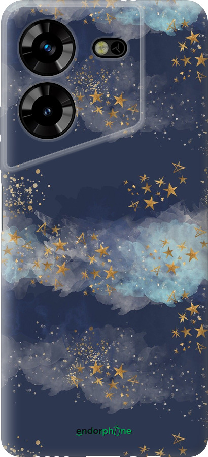 Силиконовый чехол Ночь золотые звезды для Tecno Pova 5 - 5421u-3139 изображение 