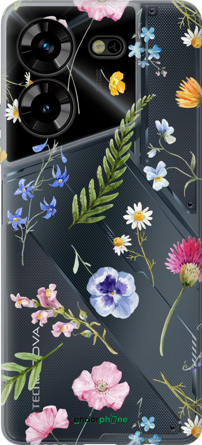 Силиконовый чехол Цветочный фон v2 для Tecno Pova 5 - 5472u-3139 изображение 