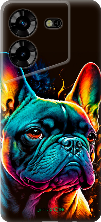 Силіконовий чехол Яскравий бульдог для Tecno Pova 5 - 5547u-3139 изображение 