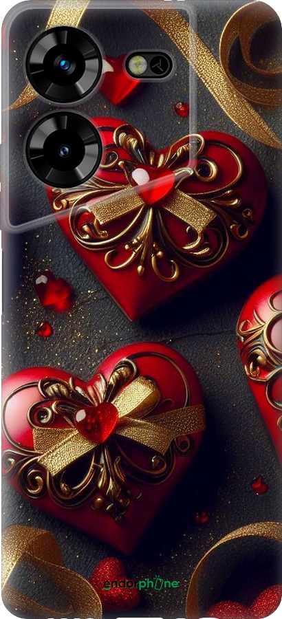 Силиконовый чехол Сердечки v4 для Tecno Pova 5 - 5834u-3139 изображение 
