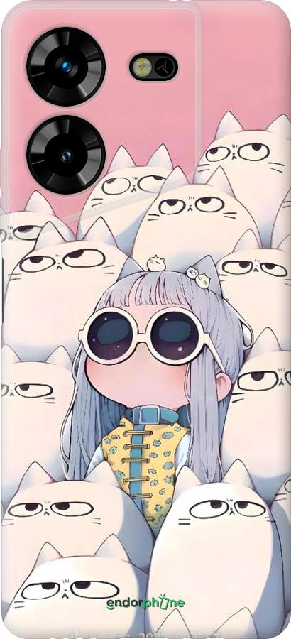 Силіконовий чехол Малышка с котами для Tecno Pova 5 - 6295u-3139 изображение 