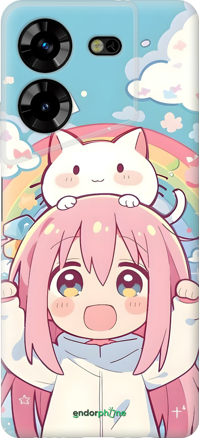 Силиконовый чехол Девочка аниме радуга для Tecno Pova 5 - 6304u-3139 изображение 