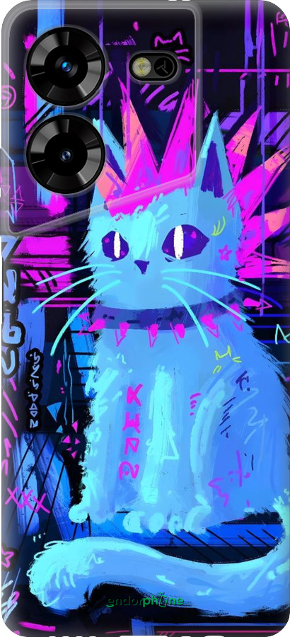 Силиконовый чехол Кот панк для Tecno Pova 5 - 6311u-3139 изображение 
