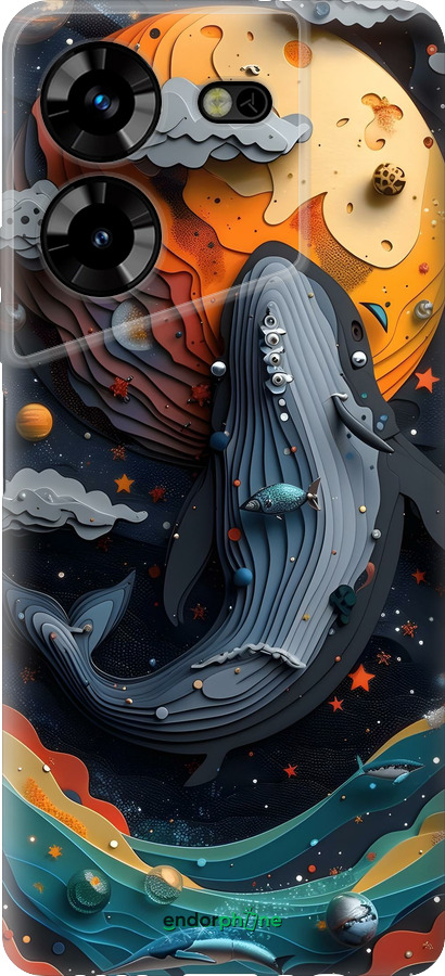 Силиконовый чехол Кит в космосе для Tecno Pova 5 - 6328u-3139 изображение 
