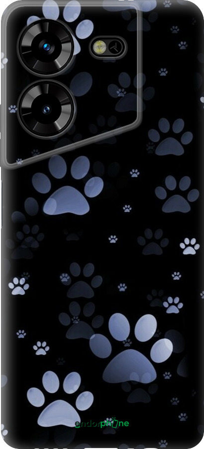 Силиконовый чехол С синими отпечатками лап для Tecno Pova 5 - 6441u-3139 изображение 
