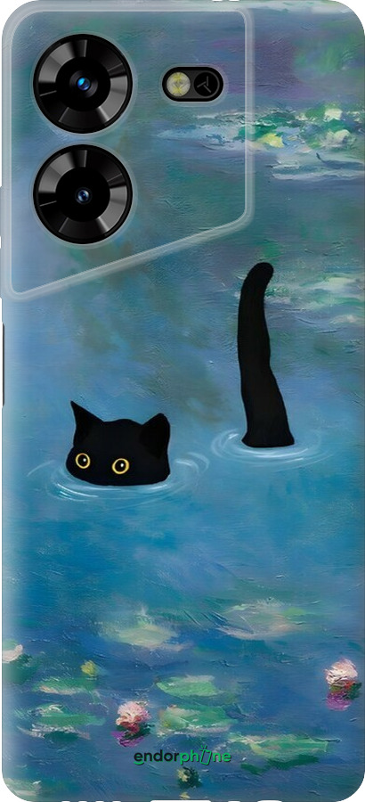 Силіконовий чехол Із зображенням кота та водяної лілії Monet для Tecno Pova 5 - 6519u-3139 изображение 