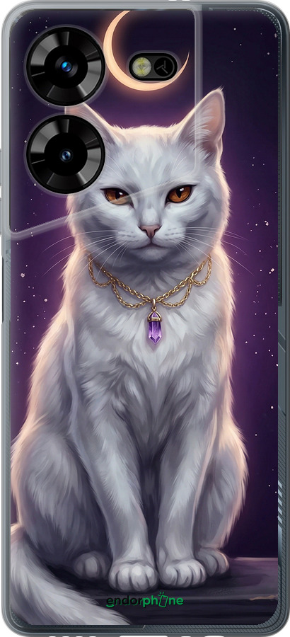 Силіконовий чехол Mystic White Cat Gothic Dark Purple Gold для Tecno Pova 5 - 6805u-3139 изображение 