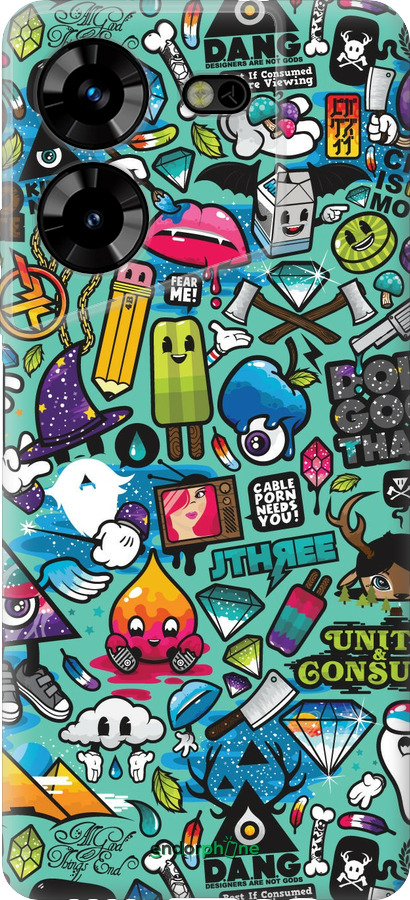 Силіконовий чехол Стікер бомбінг 1 для Tecno Pova 5 - 693u-3139 изображение 