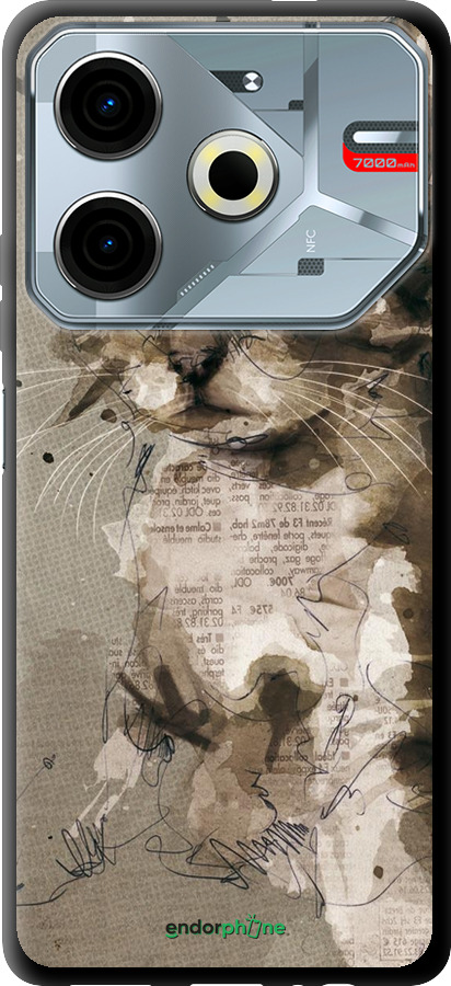 TPU чехол Котёнок из пятен и линий для Tecno POVA 6 Neo - 119b-3753 изображение 