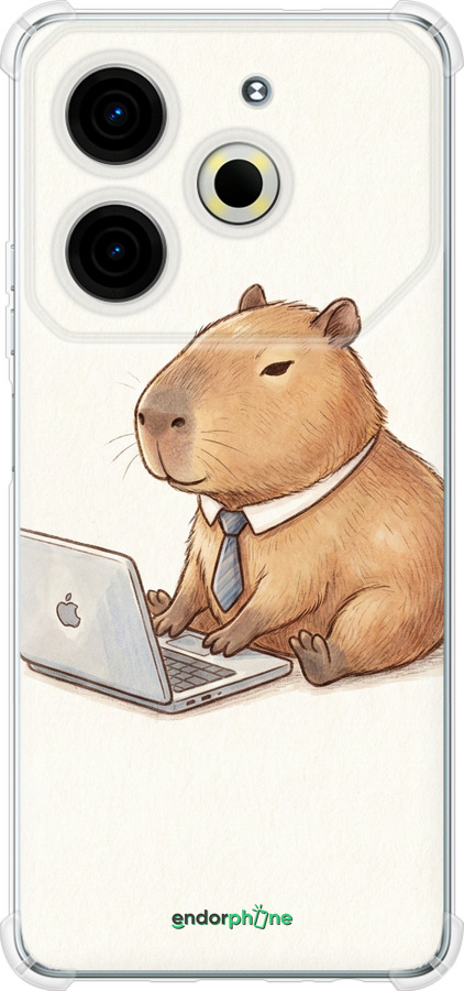 Силикон с усиленными углами чехол Funny Capybara CEO Working для Tecno POVA 6 Neo - 6777sp-3753 изображение 