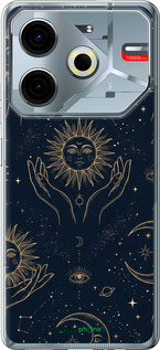 Силиконовый чехол Celestial Harmony: Sun & Moon Gold Mystic Pattern для Tecno POVA 6 Neo - 6778u-3753 изображение 