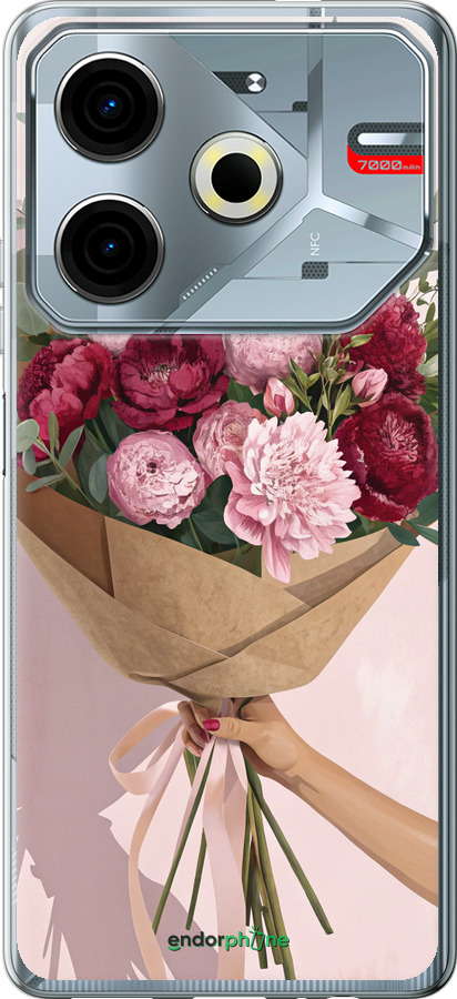 Силиконовый чехол Пионы 1 для Tecno POVA 6 Neo - 6705u-3753 изображение 