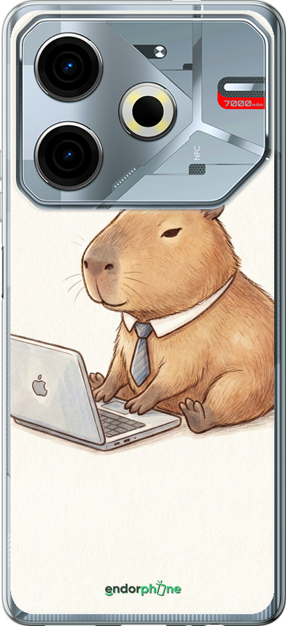 Силиконовый чехол Funny Capybara CEO Working для Tecno POVA 6 Neo - 6777u-3753 изображение 