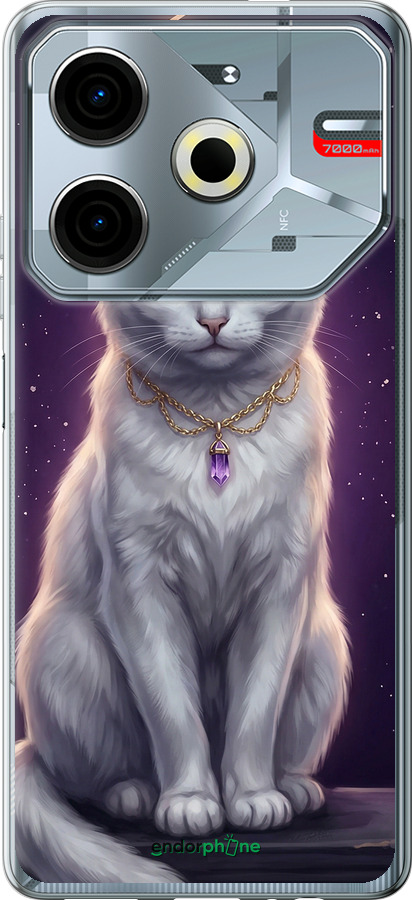 Силіконовий чехол Mystic White Cat Gothic Dark Purple Gold для Tecno POVA 6 Neo - 6805u-3753 изображение 