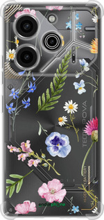 Силикон с усиленными углами чехол Цветочный фон v2 для Tecno Pova 6 Pro - 5472sp-3689 изображение 