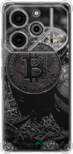 Силикон с усиленными углами чехол Black Bitcoin для Tecno Pova 6 Pro - 6090sp-3689 изображение 
