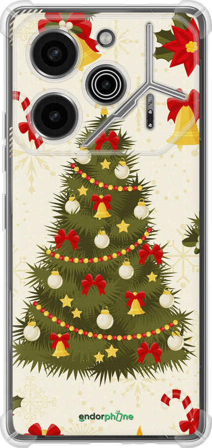 Силикон с усиленными углами чехол Новогодняя елка для Tecno Pova 6 Pro - 4198sp-3689 изображение 