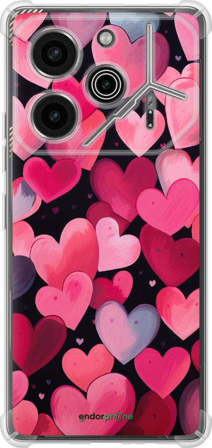 Силикон с усиленными углами чехол Сердечки 4 для Tecno Pova 6 Pro - 5662sp-3689 изображение 