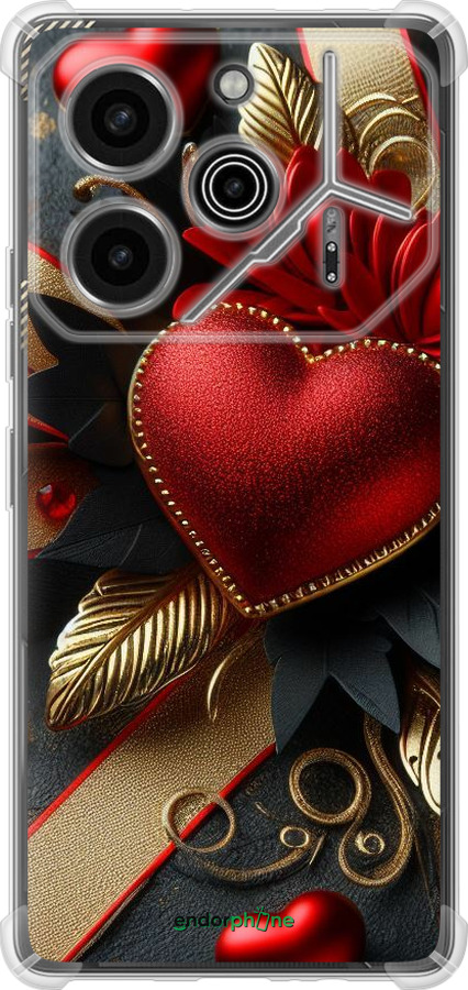 Силикон с усиленными углами чехол Сердечки v2 для Tecno Pova 6 Pro - 5832sp-3689 изображение 
