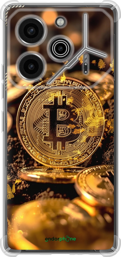 Силикон с усиленными углами чехол Золотая лихорадка биткойна для Tecno Pova 6 Pro - 6089sp-3689 изображение 