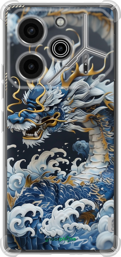 Силикон с усиленными углами чехол Водяной дракон для Tecno Pova 6 Pro - 6113sp-3689 изображение 