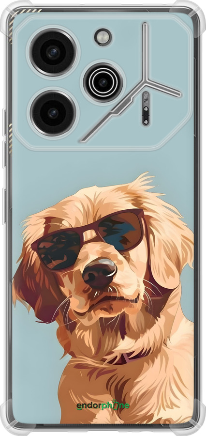 Силикон с усиленными углами чехол Пес в очках для Tecno Pova 6 Pro - 6381sp-3689 изображение 