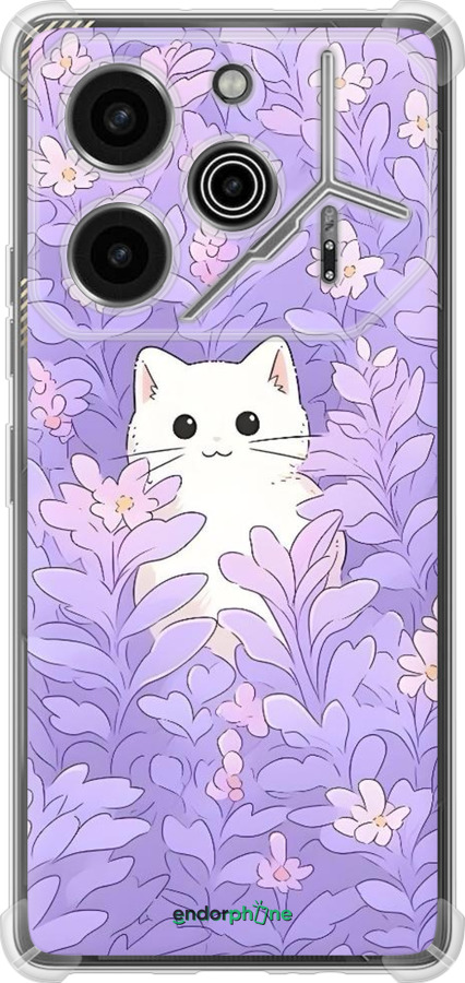 Силикон с усиленными углами чехол Котик в цветах для Tecno Pova 6 Pro - 6390sp-3689 изображение 