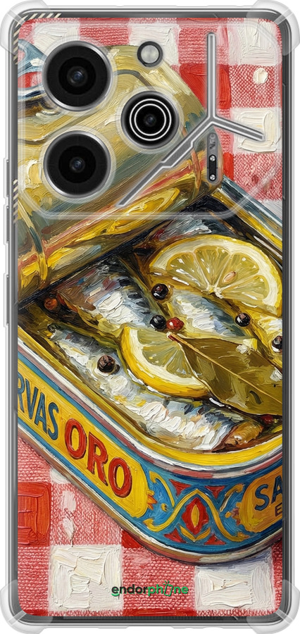 Силикон с усиленными углами чехол Vintage Sardine Tin Phone для Tecno Pova 6 Pro - 6772sp-3689 изображение 