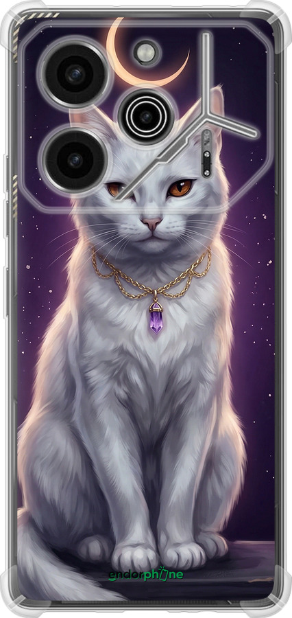 Силикон с усиленными углами чехол Mystic White Cat Gothic Dark Purple Gold для Tecno Pova 6 Pro - 6805sp-3689 изображение 