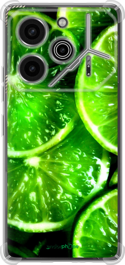 Силикон с усиленными углами чехол Зелёные дольки лимона для Tecno Pova 6 Pro - 852sp-3689 изображение 