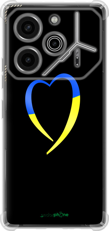 Силикон с усиленными углами чехол Жёлто-голубое сердце для Tecno Pova 6 Pro - 885sp-3689 изображение 