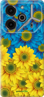 Силиконовый чехол Жёлто-голубые цветы для Tecno Pova 6 Pro - 1048u-3689 изображение 