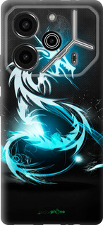 Силиконовый чехол Бело-голубой огненный дракон для Tecno Pova 6 Pro - 113u-3689 изображение 