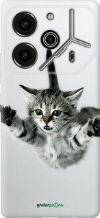 Силиконовый чехол Летящий котёнок для Tecno Pova 6 Pro - 2322u-3689 изображение 