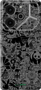 Силиконовый чехол Чёрно-серый стикер бомбинг для Tecno Pova 6 Pro - 2432u-3689 изображение 